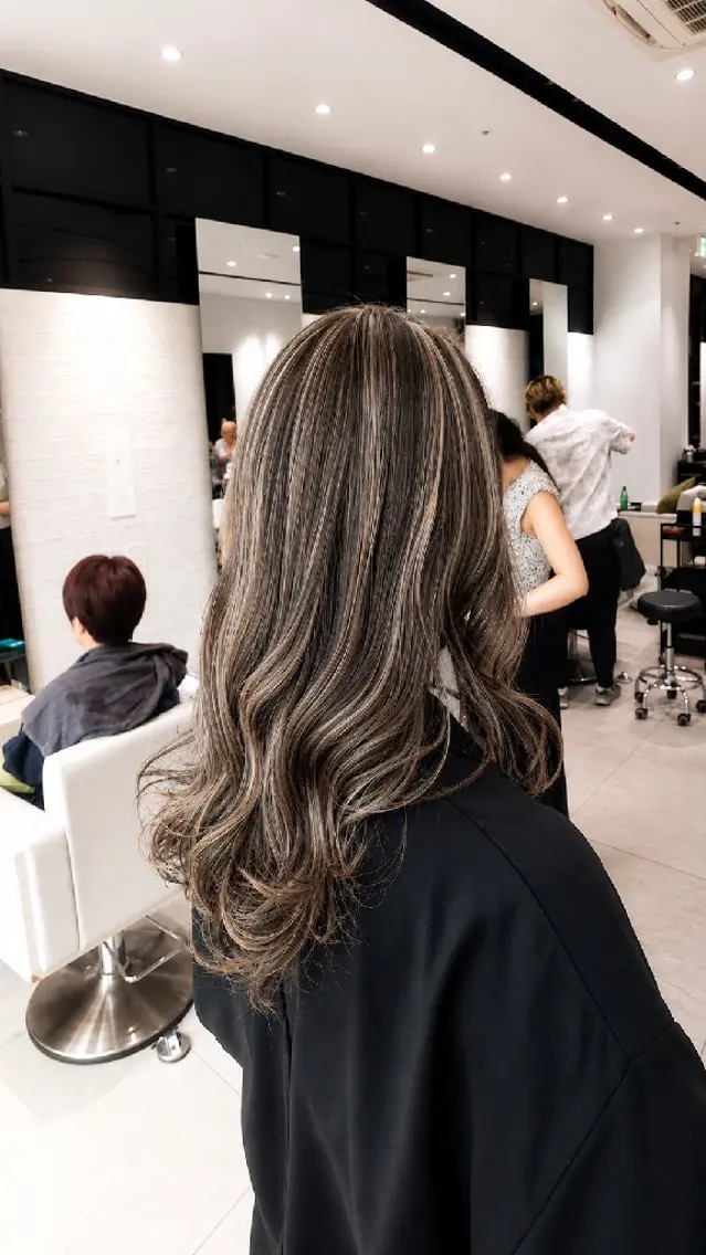 ロング ハイライト 千葉 光春のヘアスタイル