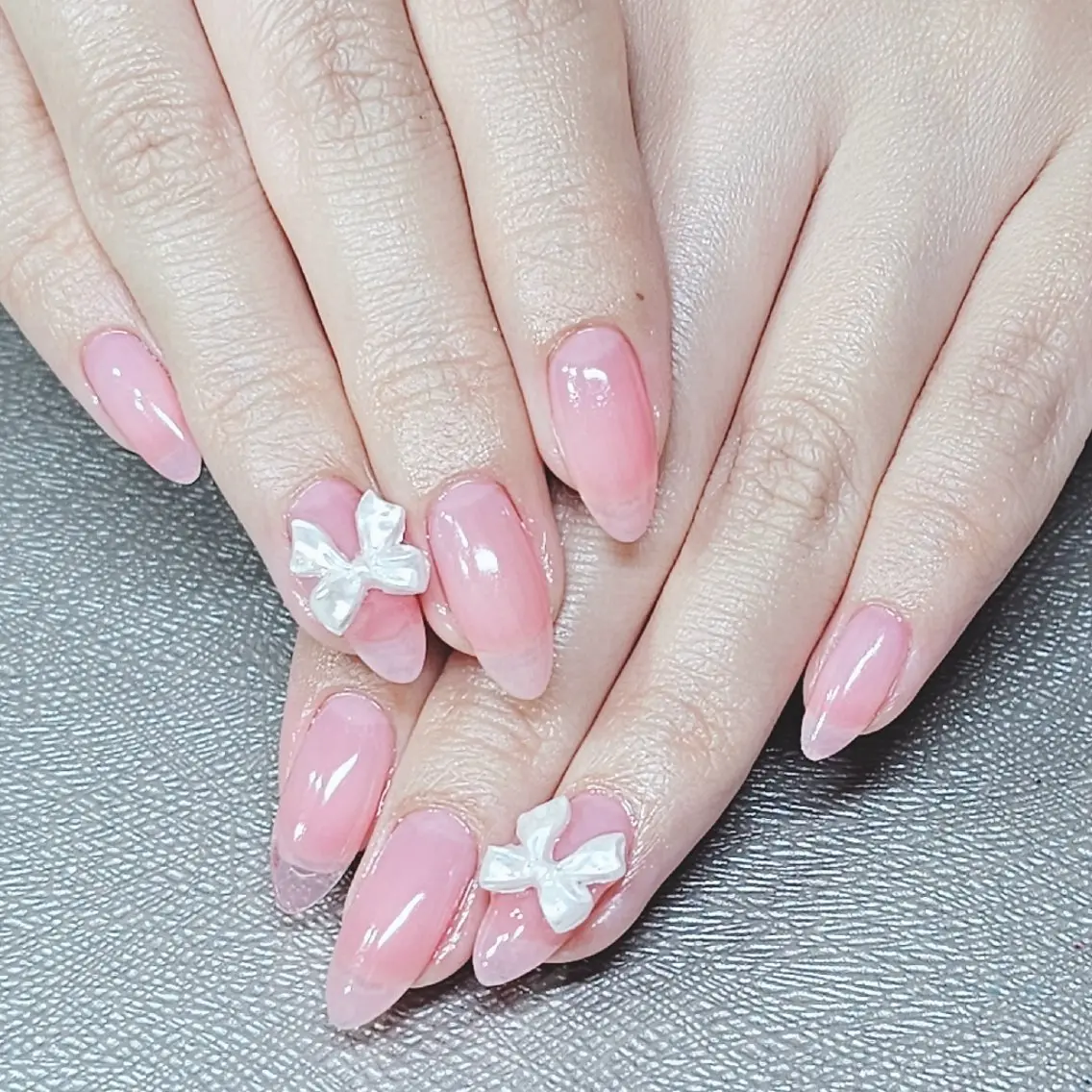 ネイル 長さ出し リボン salon de  Princessのネイルデザイン