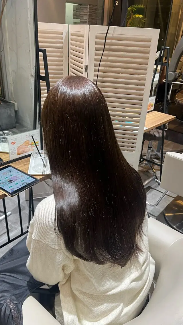 ロング カラー ベージュカラー オレンジ ヘアカラー トリートメント Glimpseあやね 🎀大濠/髪質改善のヘアスタイル