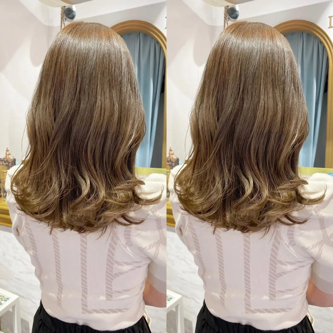ミディアム カット ヘアカラー トリートメント レイヤーカット /透明感カラー西田のヘアスタイル