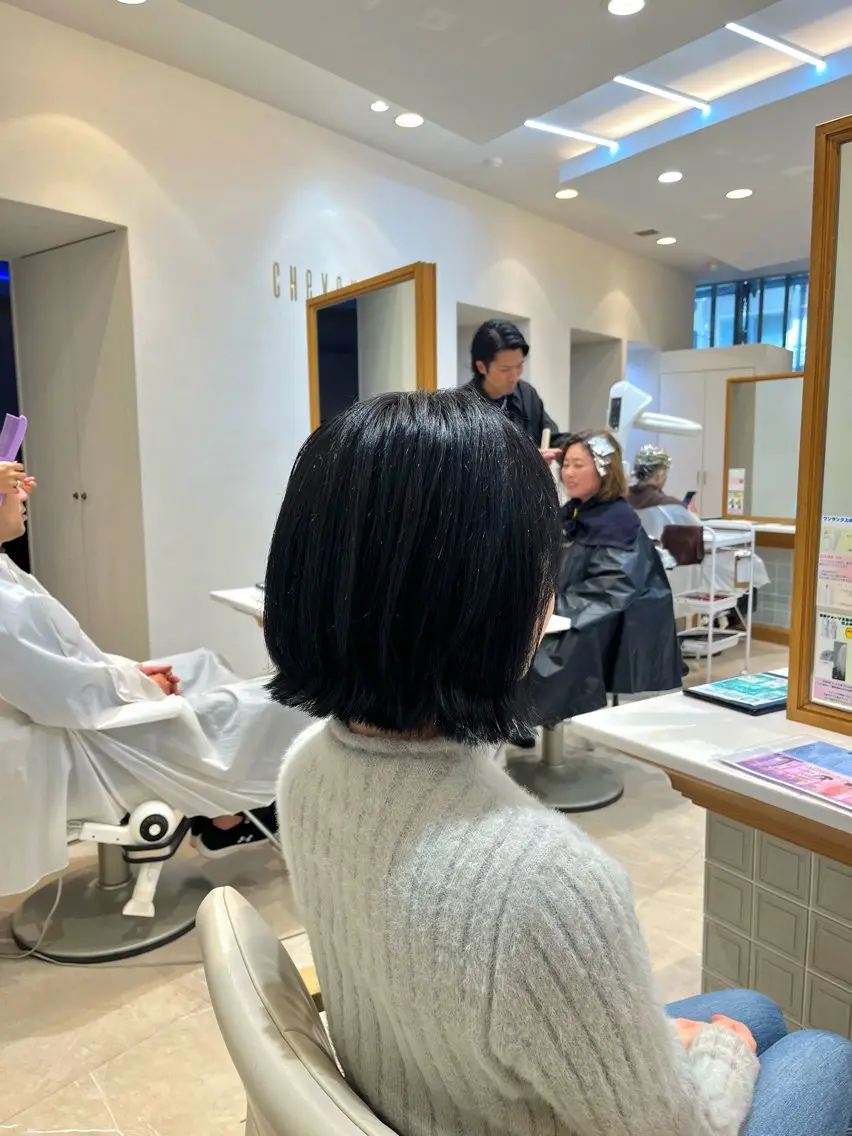 ミディアム ボブ くびれヘア カット ヘアカラー 【くびれボブ】 梅木和也のヘアスタイル