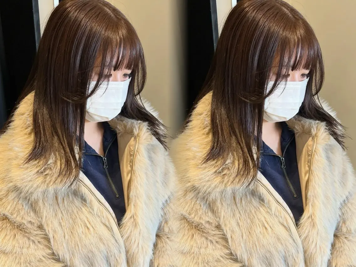 ミディアム カラー ブリーチ ブラウンカラー ダブルカラー ブリーチなしカラー オリーブブラウン ayaka🫧 梅田ダブルカラーのヘアスタイル