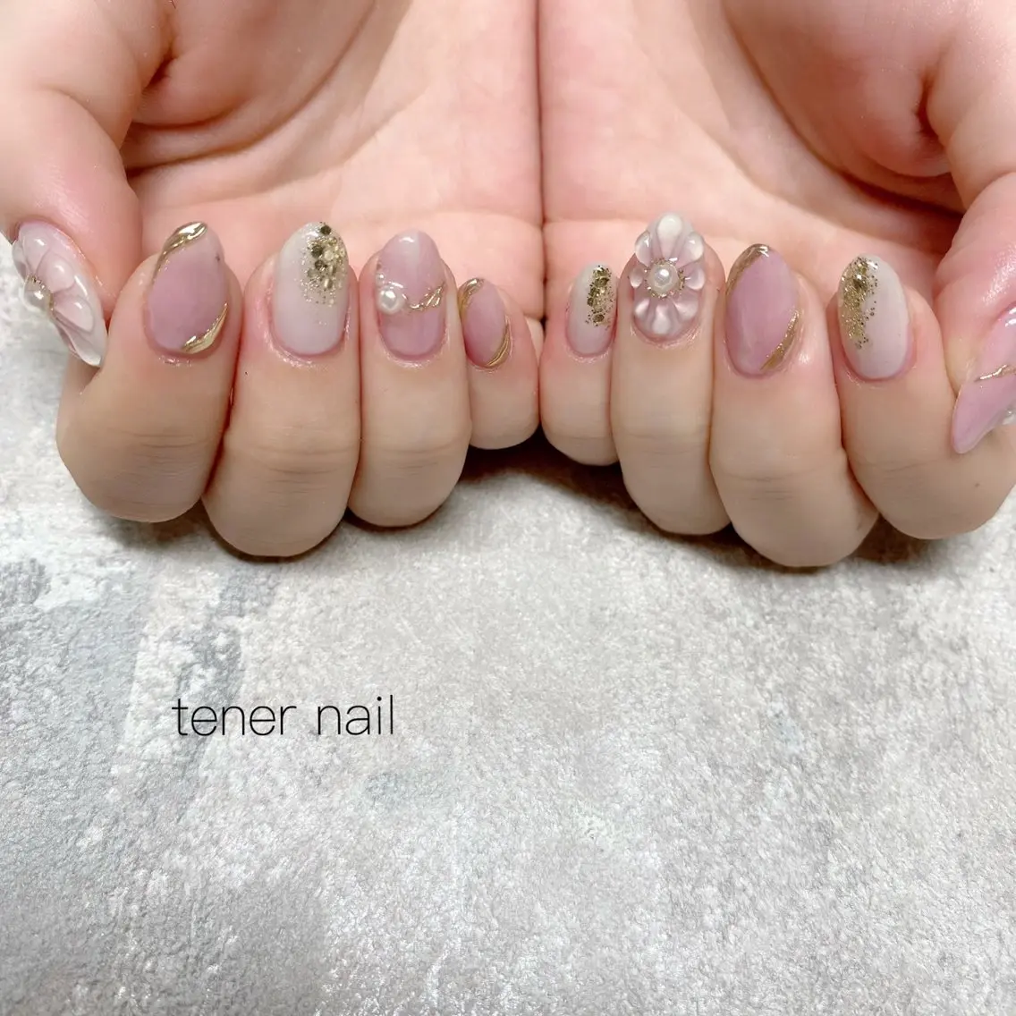 ネイル フラワーネイル ぷっくりネイル ハンドネイル テネルネイル tener nailのネイルデザイン