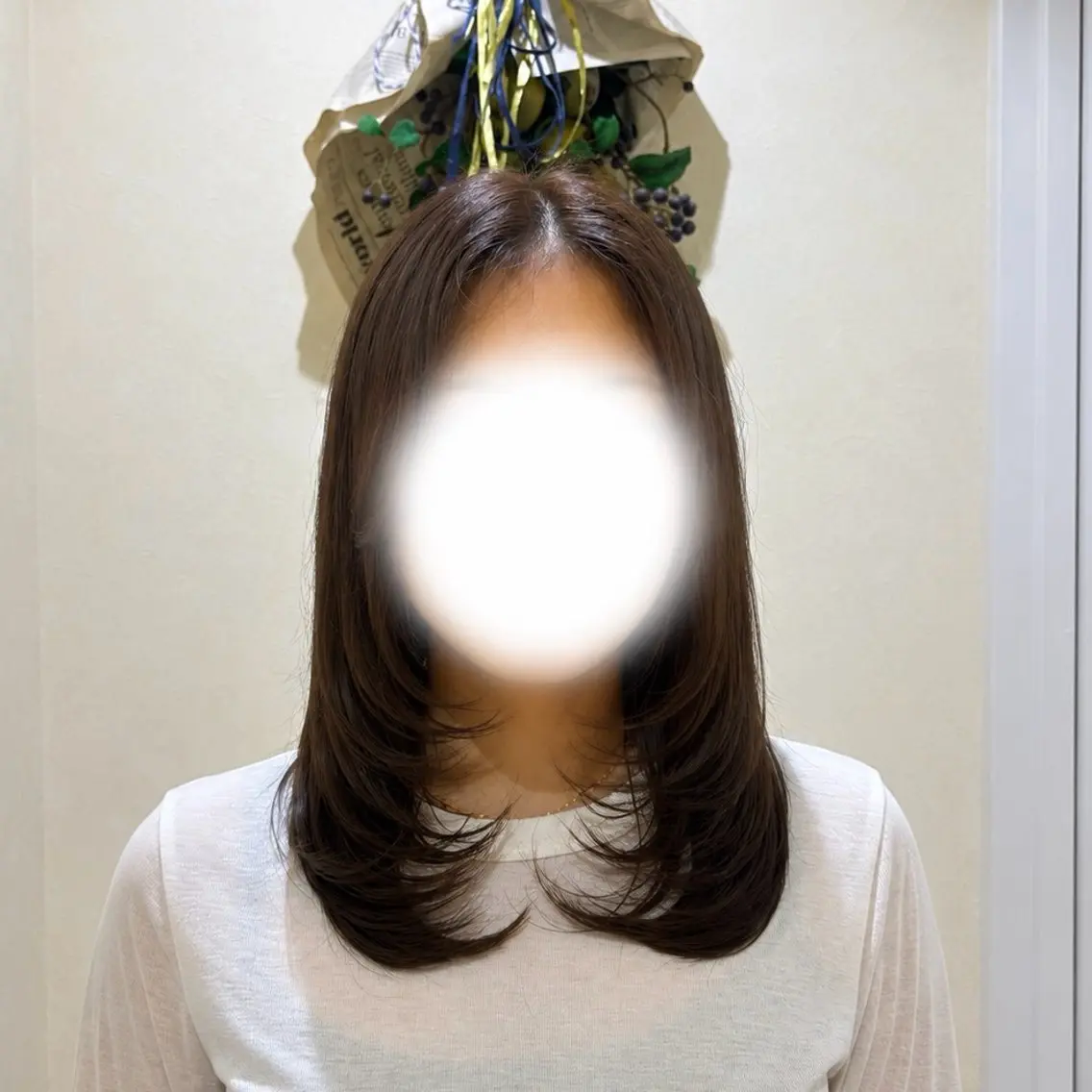 セミロング カラー カット ヘアカラー トリートメント 艶髪/縮毛矯正/ レイヤー/栄/あやかのヘアスタイル