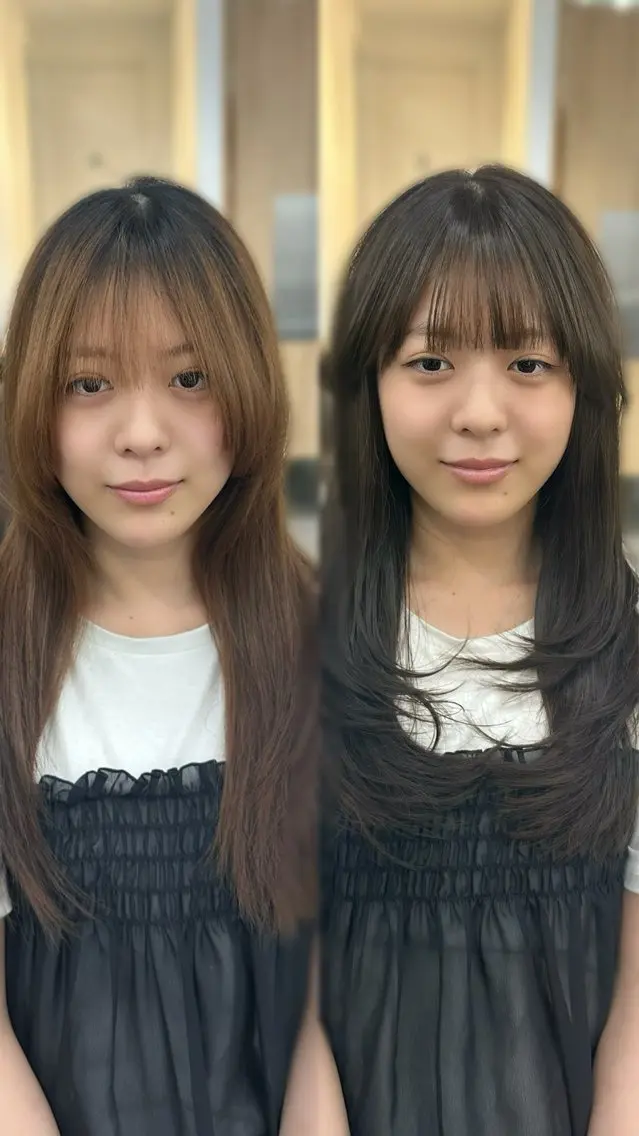 ロング カラー パーマ ヘアアレンジ メンズ キッズ カット ヘアカラー 顔まわりで差がつく 🌿似合わせカットのヘアスタイル