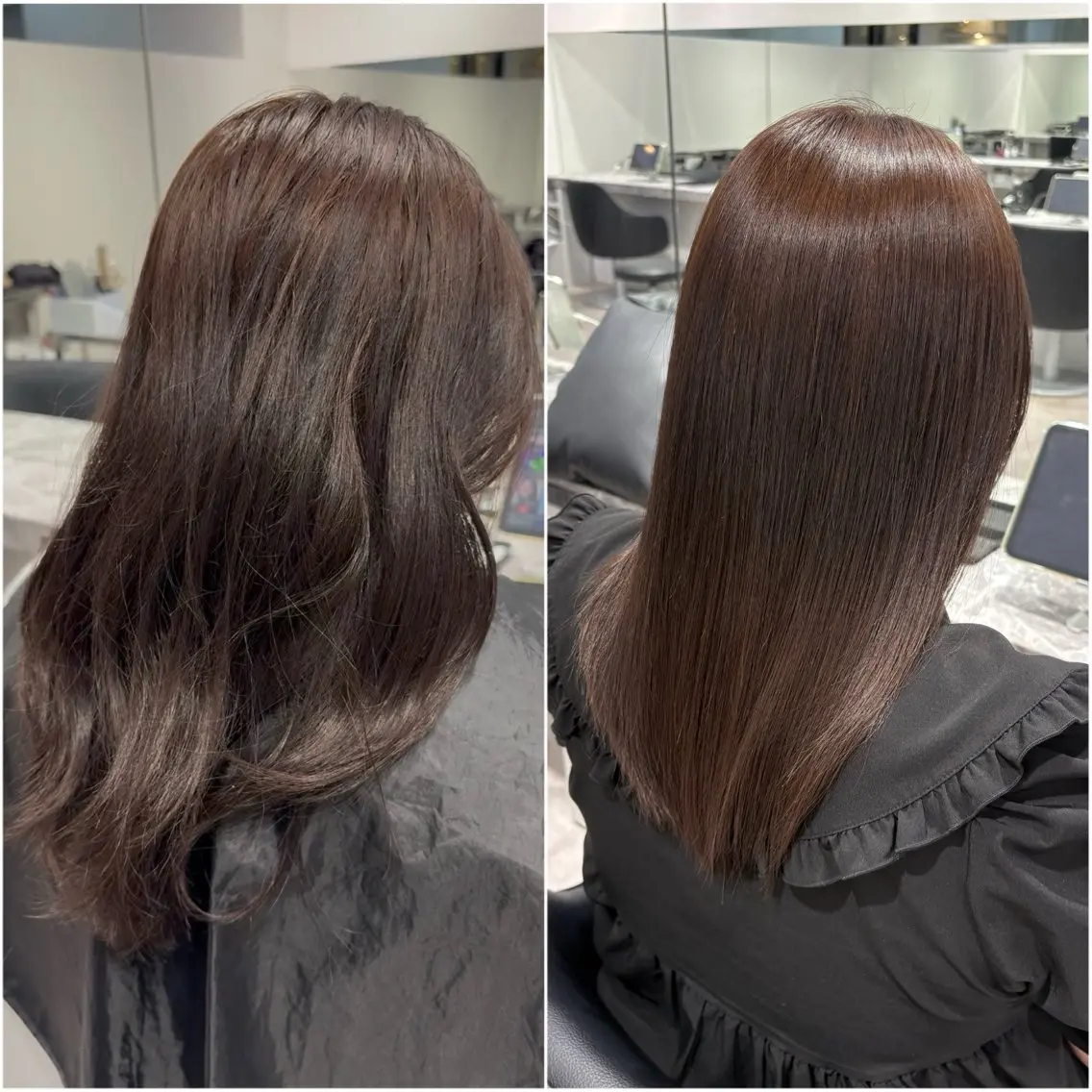 セミロング パーマ 縮毛矯正 トリートメント ゆいな/明るめカラー /艶カラー/髪質改善のヘアスタイル