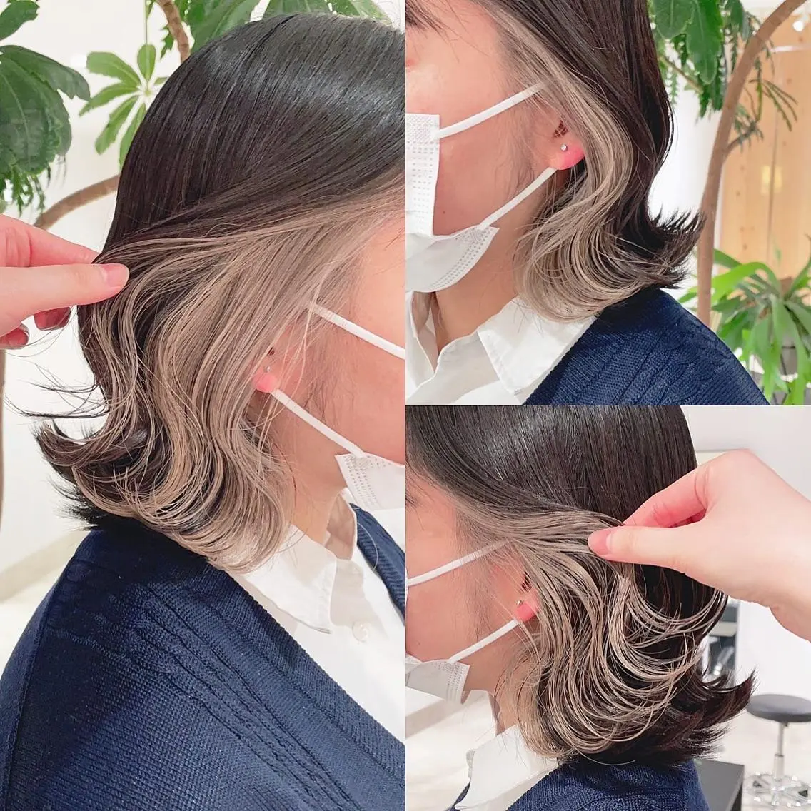ショート カラー イヤリングカラー ボブ ヘアカラー トリートメント 渋谷:インナーカラー ／🍒エリカ🍒のヘアスタイル