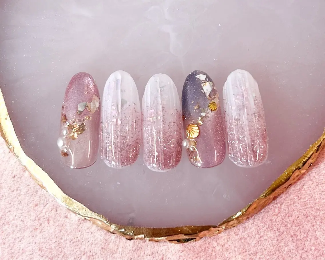 ネイル アートネイル フラッシュネイル フラワーネイル ジェルネイル ガーリー ハンドネイル Puti nailのネイルデザイン