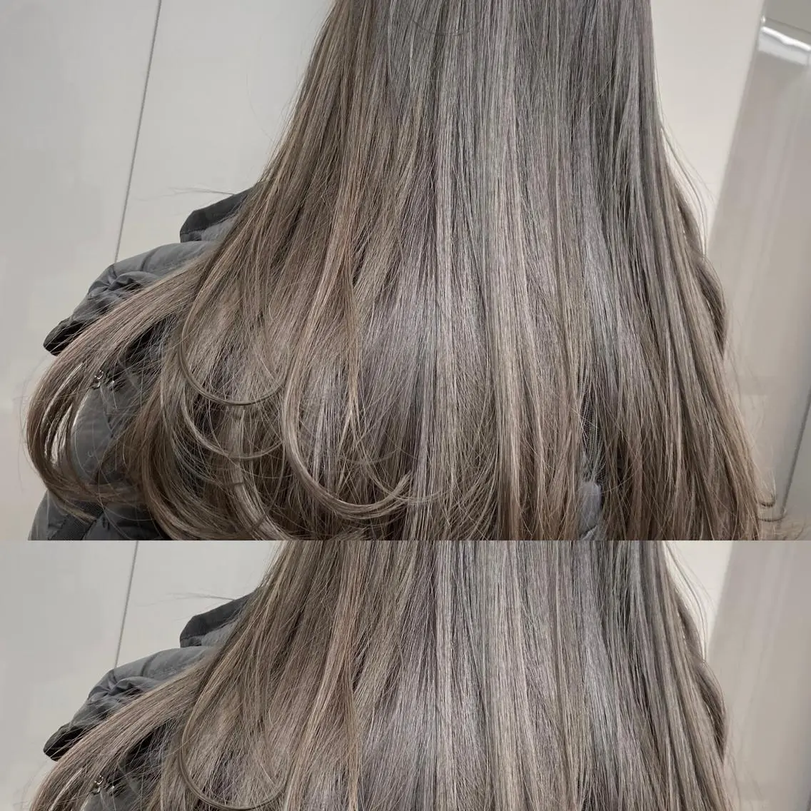 セミロング カラー グレージュ オリーブグレージュ オリーブグレー ハイトーンヘア/ 島崎　タクミのヘアスタイル