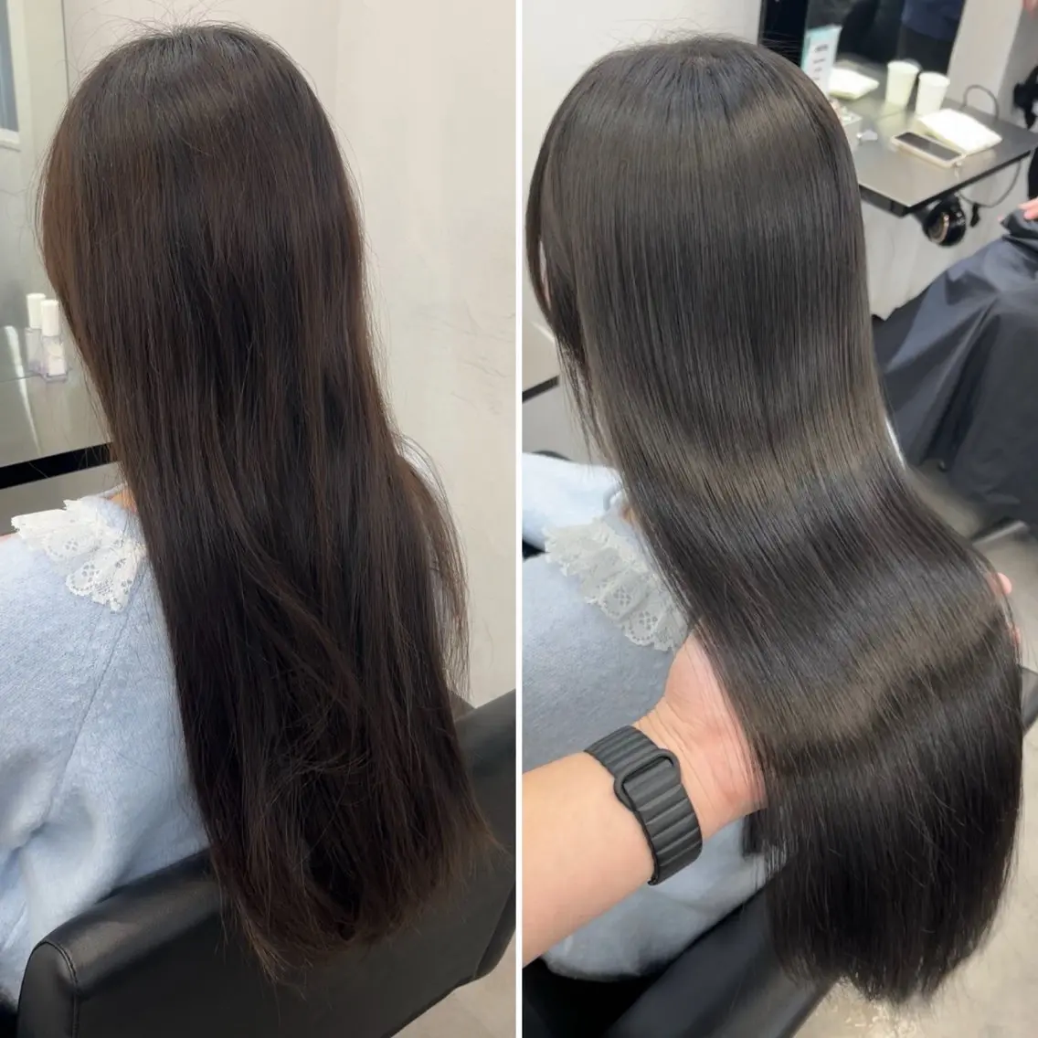 ロング ヘアカラー 縮毛矯正 トリートメント 髪質改善/縮毛矯正 梅田茶屋町/西尾祐作のヘアスタイル