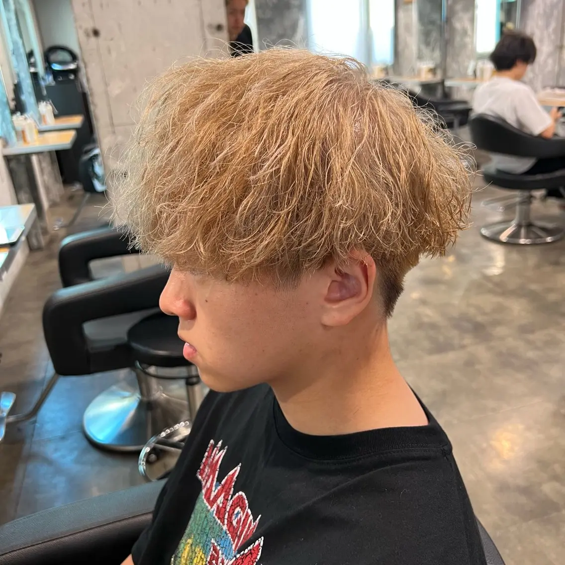 ショート カラー パーマ ヘアアレンジ メンズ キッズ アップバング センターパート メンズハイライト マッシュ メンズパーマ 🔷横浜1のパーマ 職人🔷将太郎のヘアスタイル
