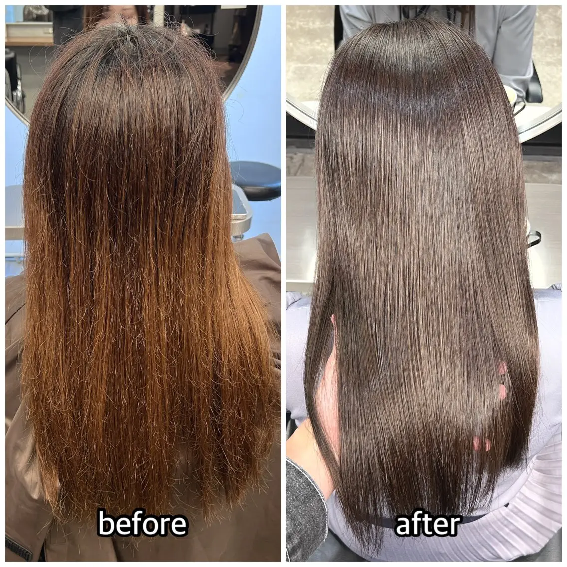 セミロング カラー ブリーチ ブラウンカラー チョコレートブラウン カット ヘアカラー トリートメント 🎈ムラ直しカラー レイヤー千葉🎈のヘアスタイル