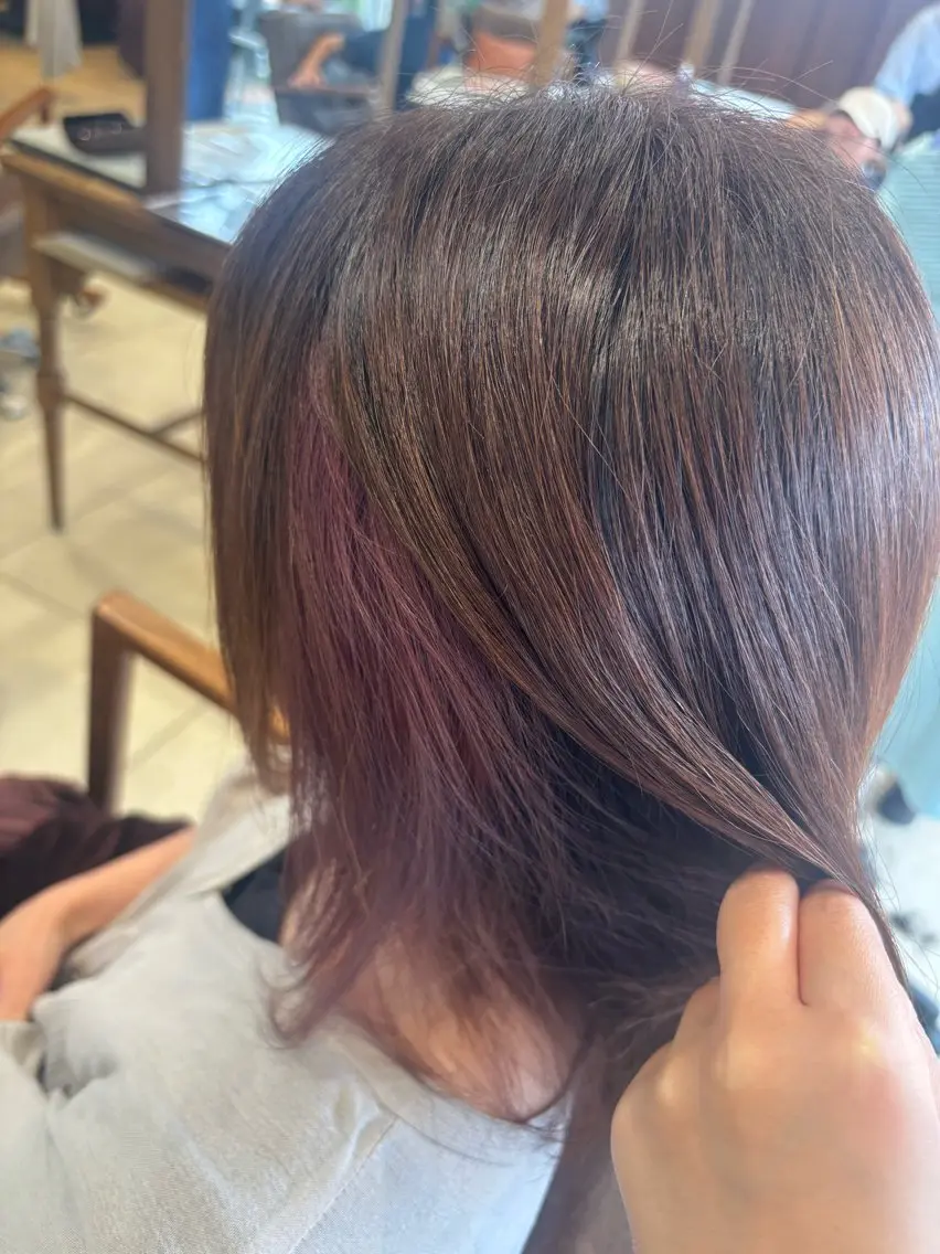 ミディアム カラー ブリーチ インナーカラー ピンクカラー ヘアカラー ハイトーン/寒色系 カラー/Risa🌿のヘアスタイル