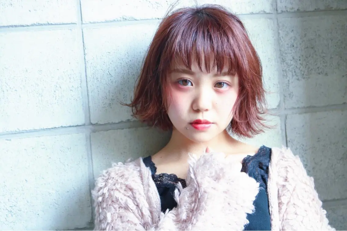 ショート カラー ピンクカラー 外ハネヘア tipi 香椎・千早のヘアスタイル