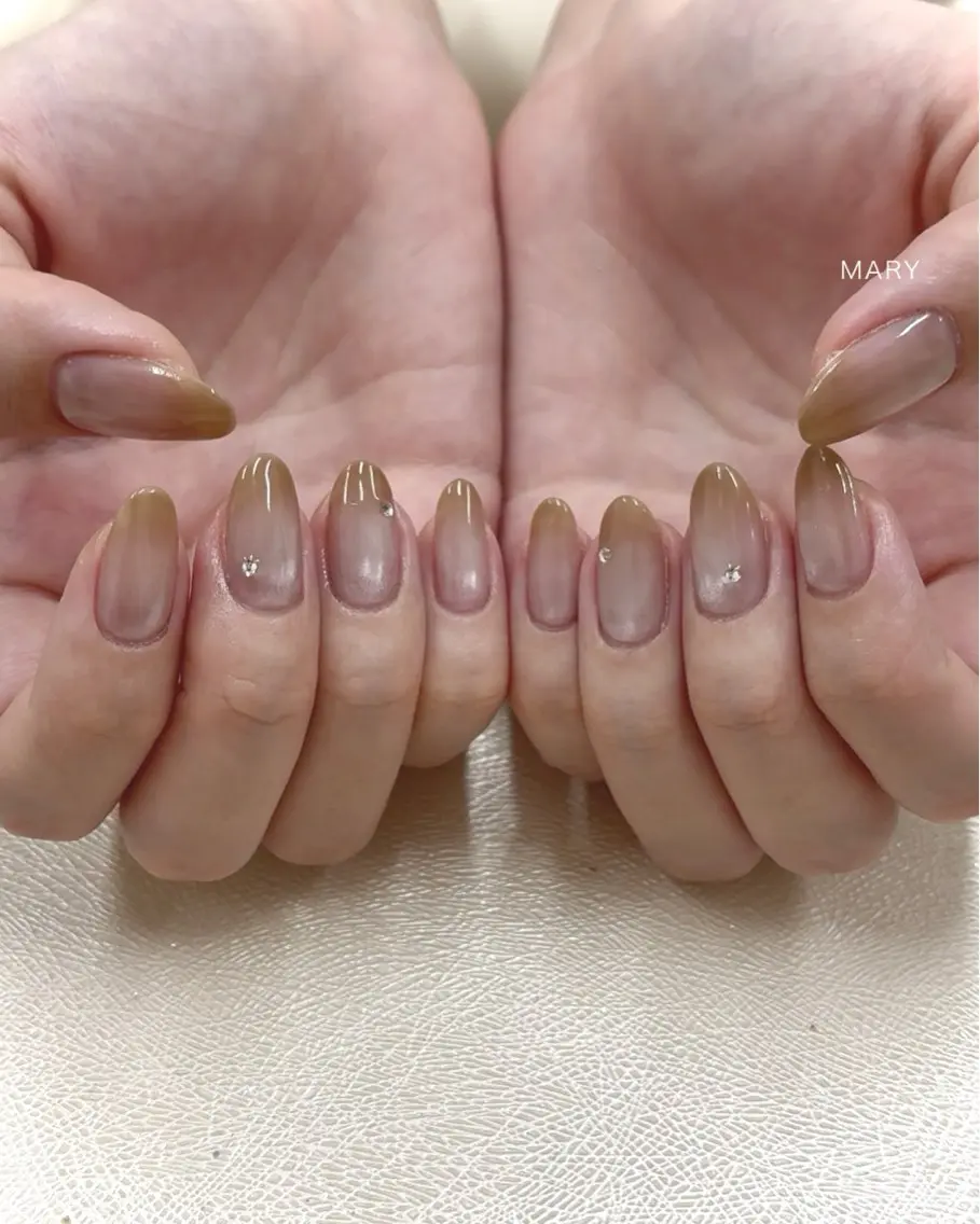 ネイル ブラウン マグネットネイル ハンドネイル Mary nail .narumiのネイルデザイン