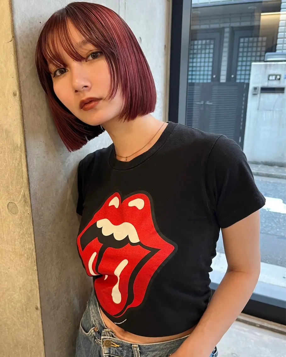 ショート カラー レッドカラー ボブ yuuna/ ハッシュカット🎀のヘアスタイル