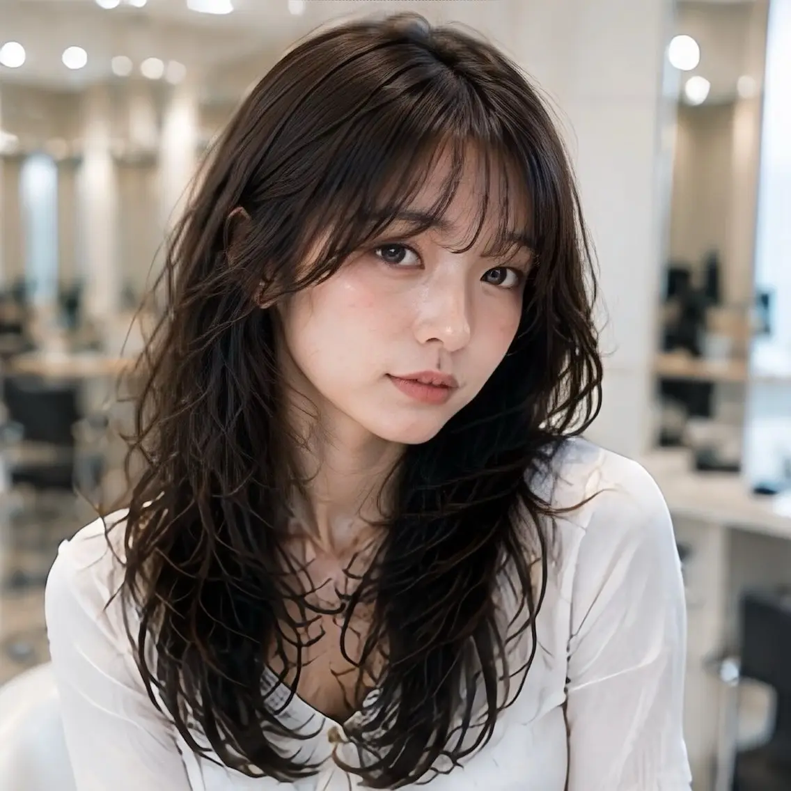 ロング カット レイヤー/顔まわり /縮毛矯正/おばかんのヘアスタイル