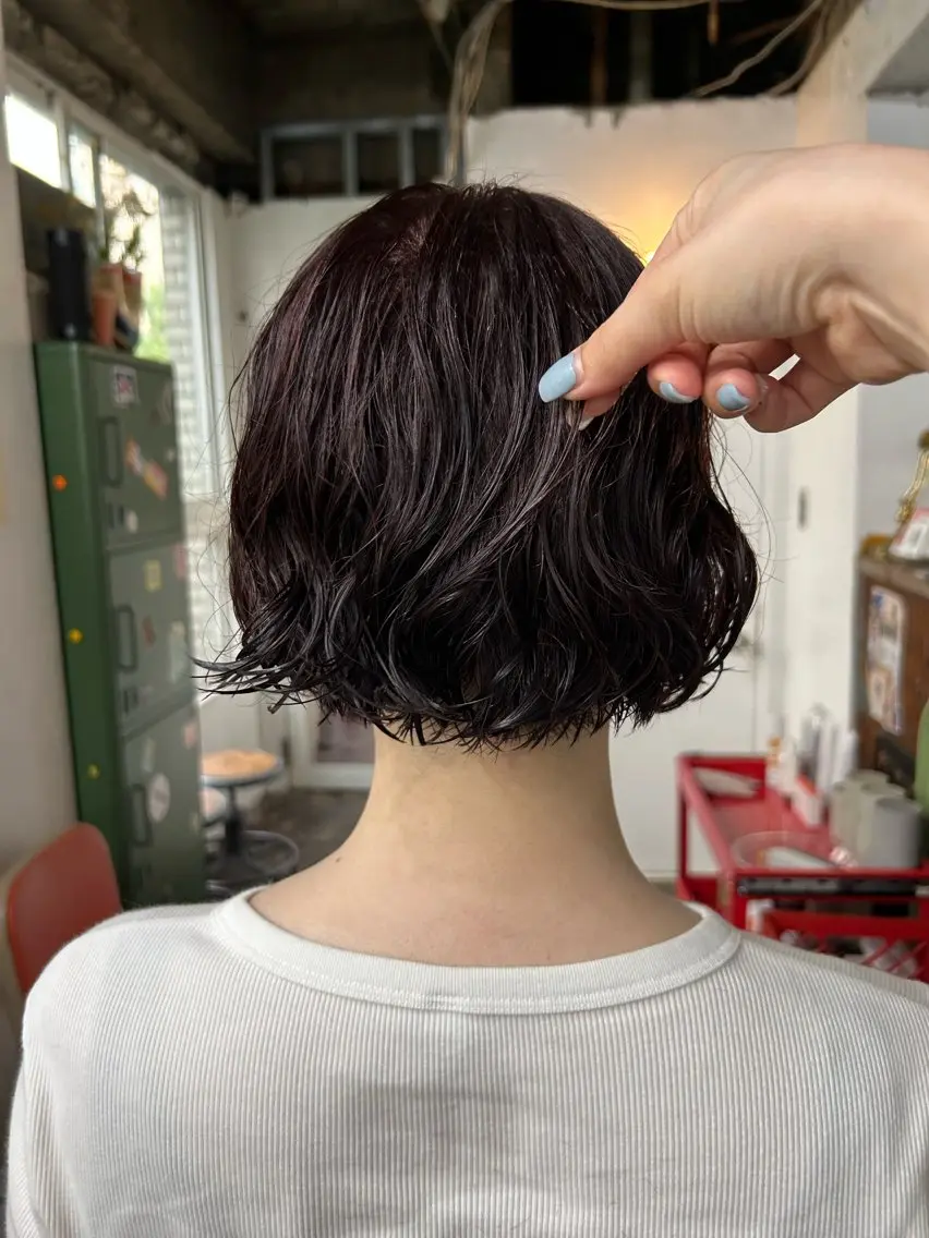 ミディアム カラー パーマ ミディアムパーマ レッドカラー ボブ カット ヘアカラー パーマ maho/垢抜け カラーパーマのヘアスタイル