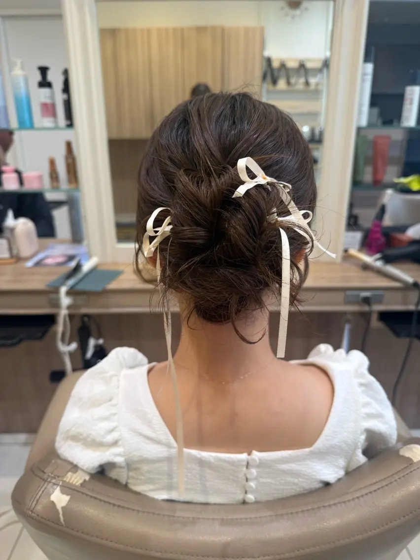 セミロング ヘアアレンジ ヘアセット 韓国ヘアメイク🎀/ 縮毛矯正✨山本媛香のヘアスタイル