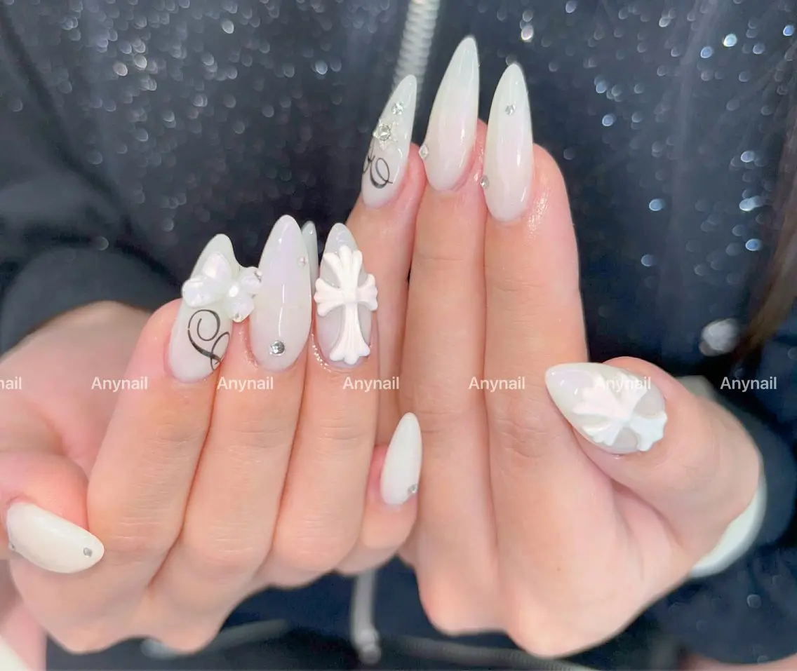 ネイル チークネイル 長さ出し フレンチネイル ジェルネイル 韓国ネイル ハンドネイル Any nail新大久保店のネイルデザイン
