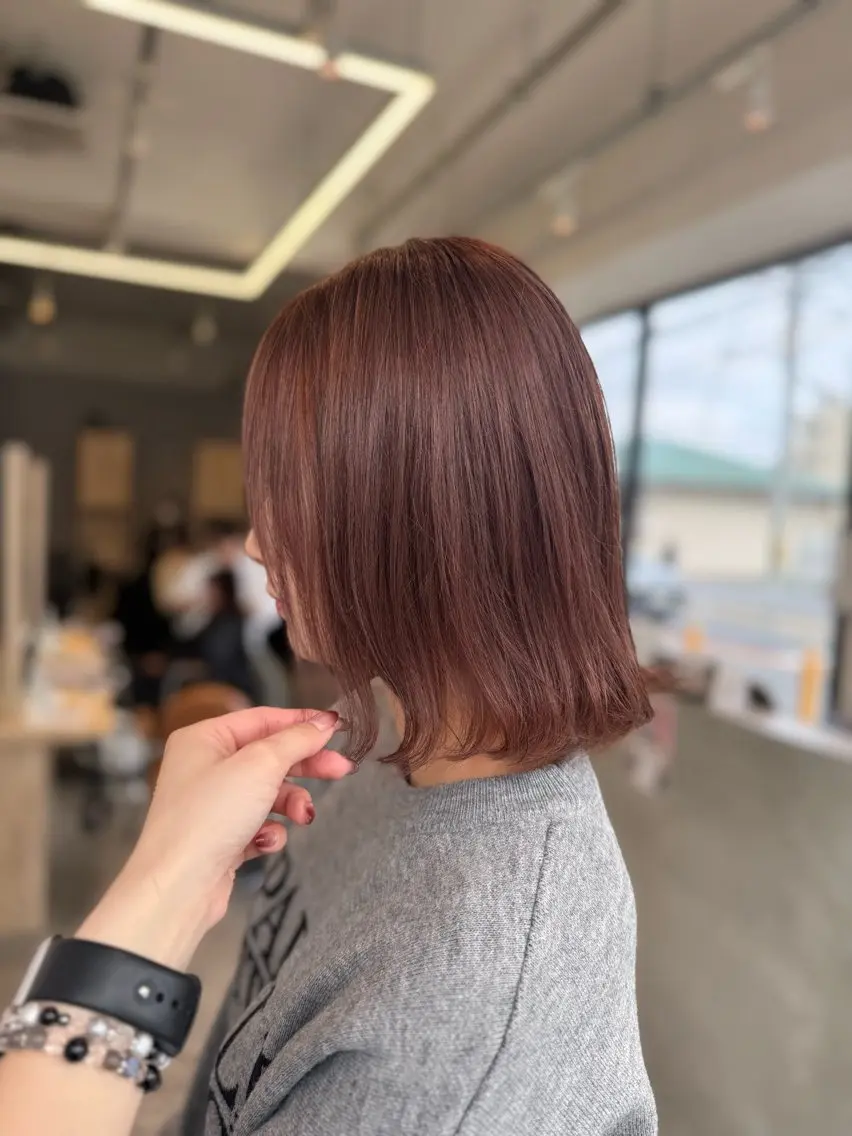 ミディアム カラー ベージュカラー ブリーチ ダブルカラー ラベンダーカラー ブリーチなしカラー カット ヘアカラー オスズ 🎀´-のヘアスタイル