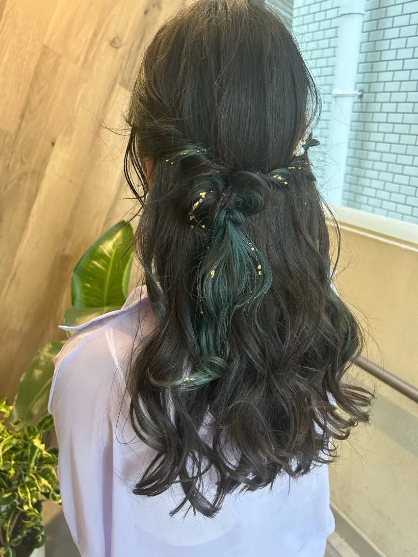 ロング ヘアアレンジ ハーフアップ デート ヘアセット SHANTi 飯塚 ヘアセット/髪質改善のヘアスタイル