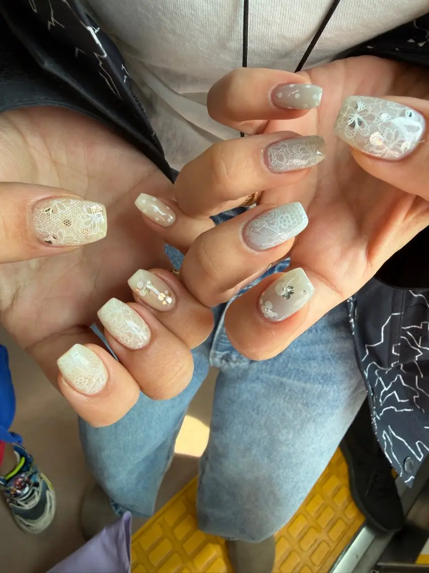 ネイル レース ニュアンスネイル ハンドネイル 33 nail salon 徳山里美のネイルデザイン