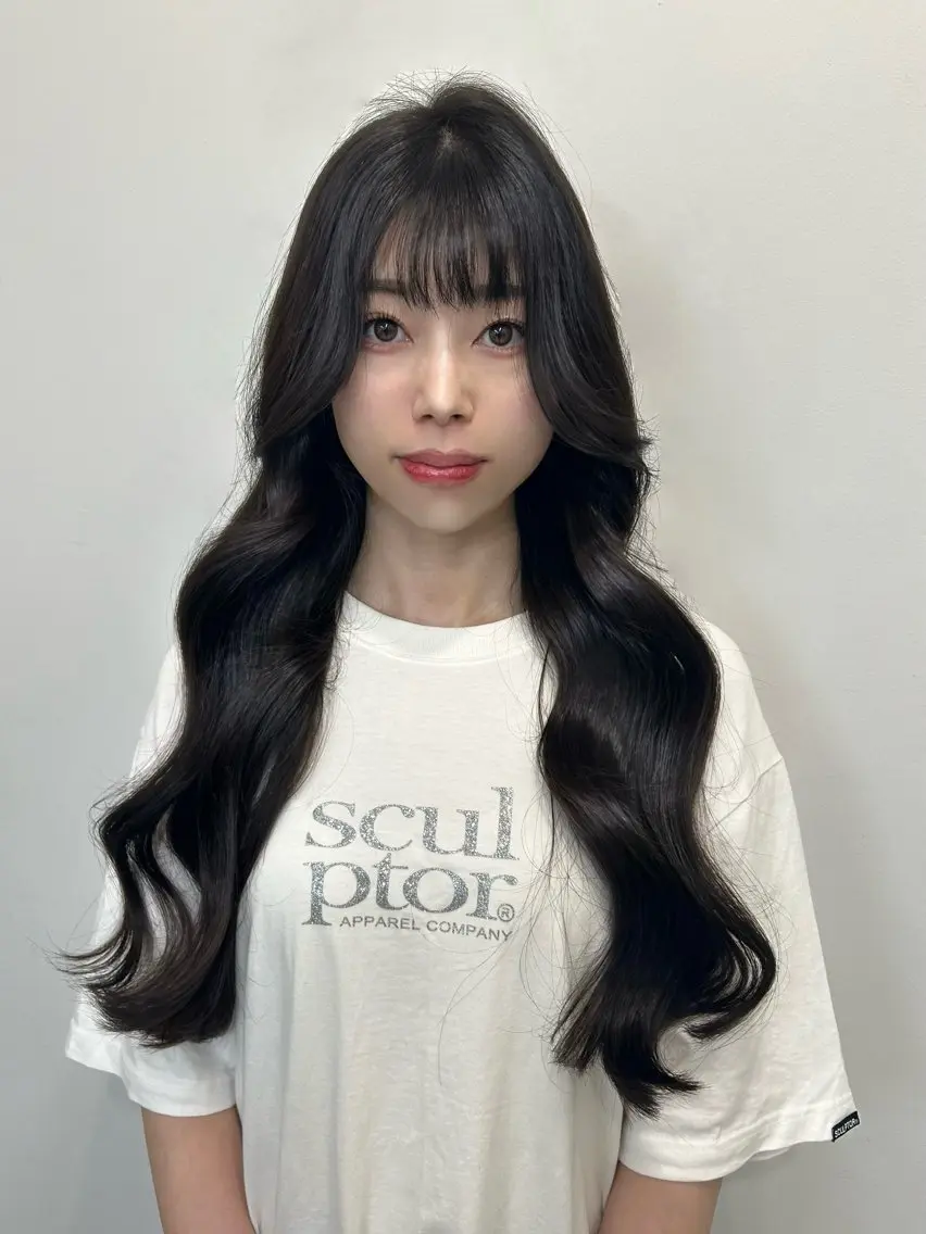 ロング カラー ボブ 顔まわりレイヤー 韓国風ヘア レイヤーカット ロング カット ヘアカラー トリートメント 韓国ヘア/レイヤー Lily Wongのヘアスタイル