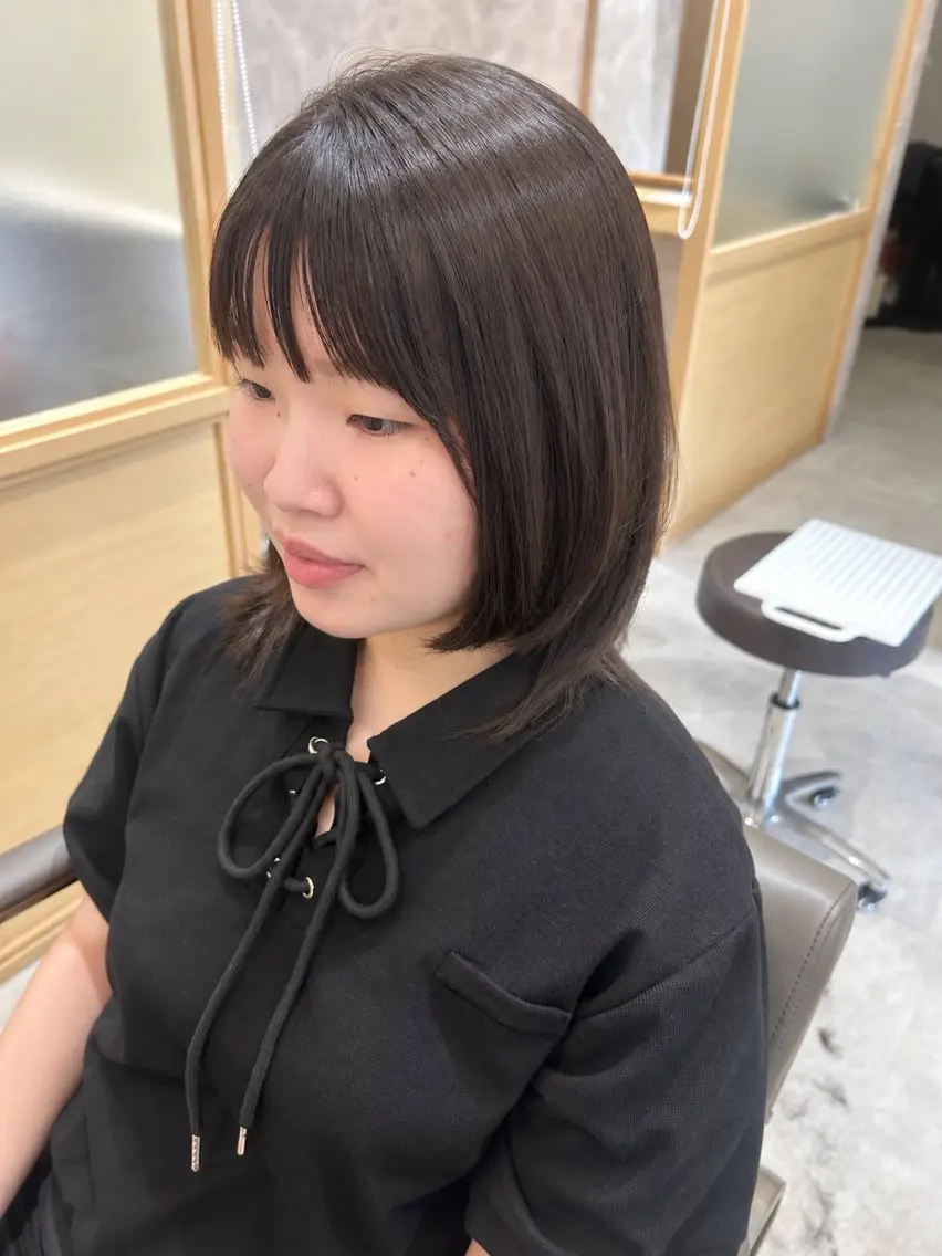 ミディアム カラー 髪質改善 ヘアカラー トリートメント 久木原 ゆりのヘアスタイル