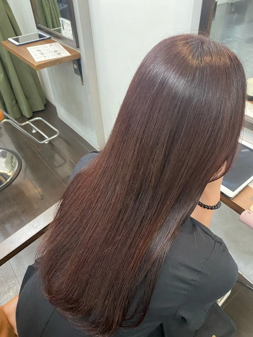 ロング カラー ヘアアレンジ ボルドーカラー 透明感カラー 🍒ᩚ名駅/艶髪 縮毛矯正/あゆ🍒ᩚのヘアスタイル
