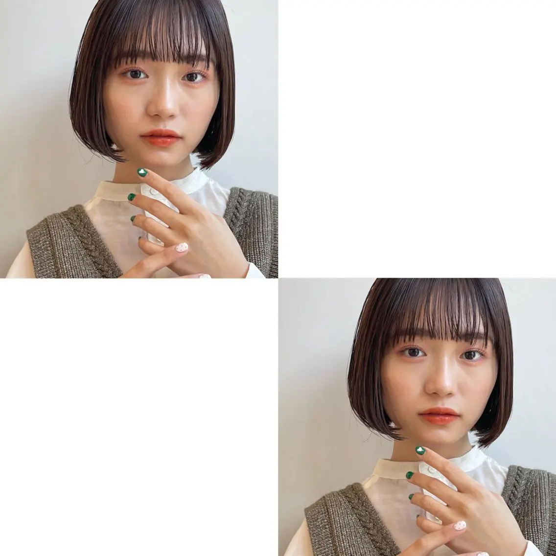 ショート ボブ 外ハネヘア 縮毛矯正 トリートメント 青沼夏未/オリーブ/ 寒色カラーのヘアスタイル