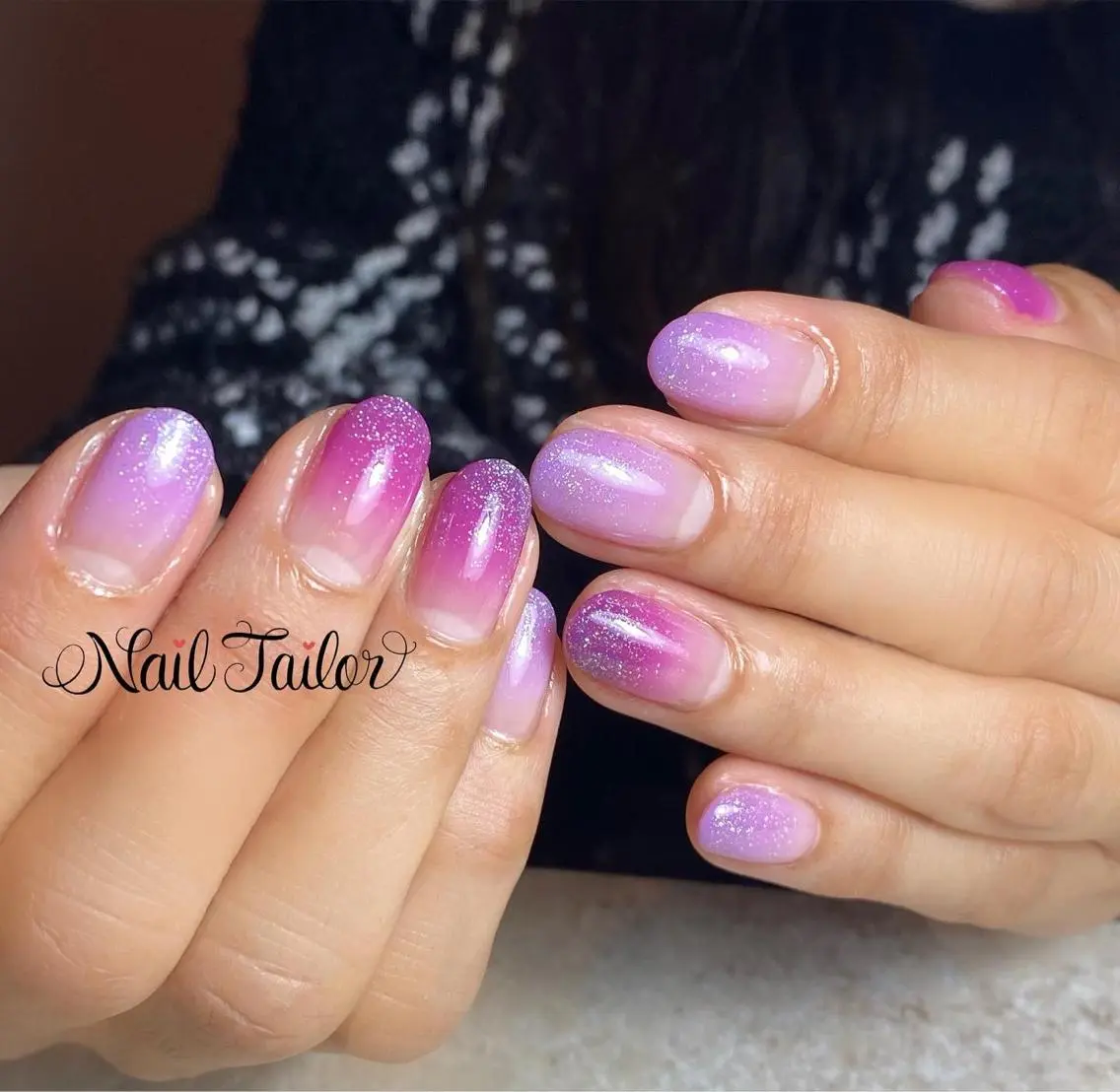 ネイル グラデーション ラメ(グリッター) パープル NailTailor ネイルテイラーのネイルデザイン