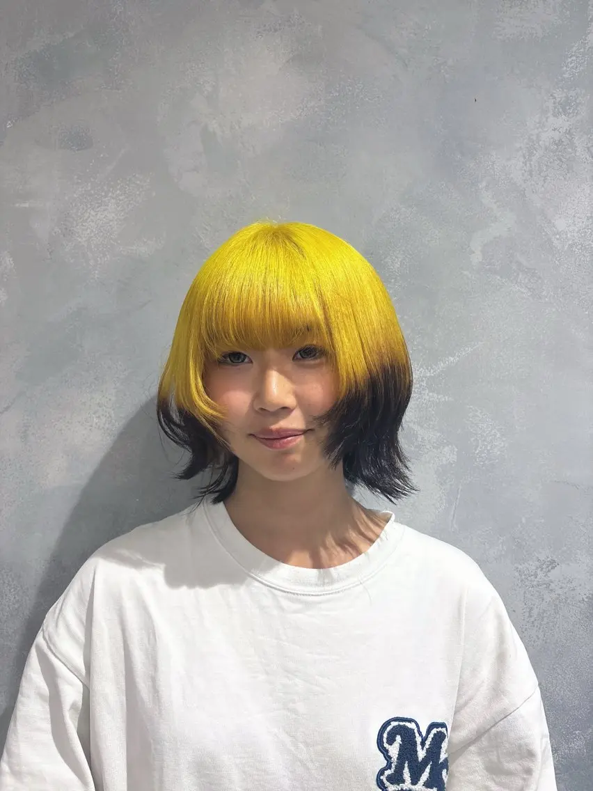 ミディアム カラー ボブレイヤー ボブ レイヤーカット EARTH miuのヘアスタイル