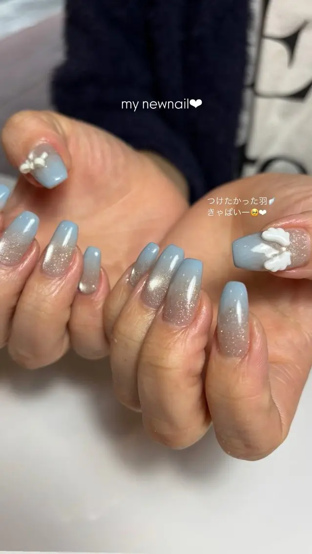 ネイル ブルー フラッシュネイル フラッシュマグ グラデーション ハンドネイル ballie／小野原 なつみのネイルデザイン