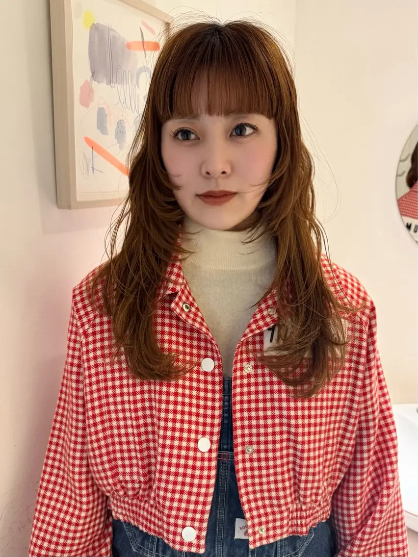 ロング カラー ベージュカラー オレンジ オレンジベージュ レイヤーカット ito suzuco @suc__asのヘアスタイル