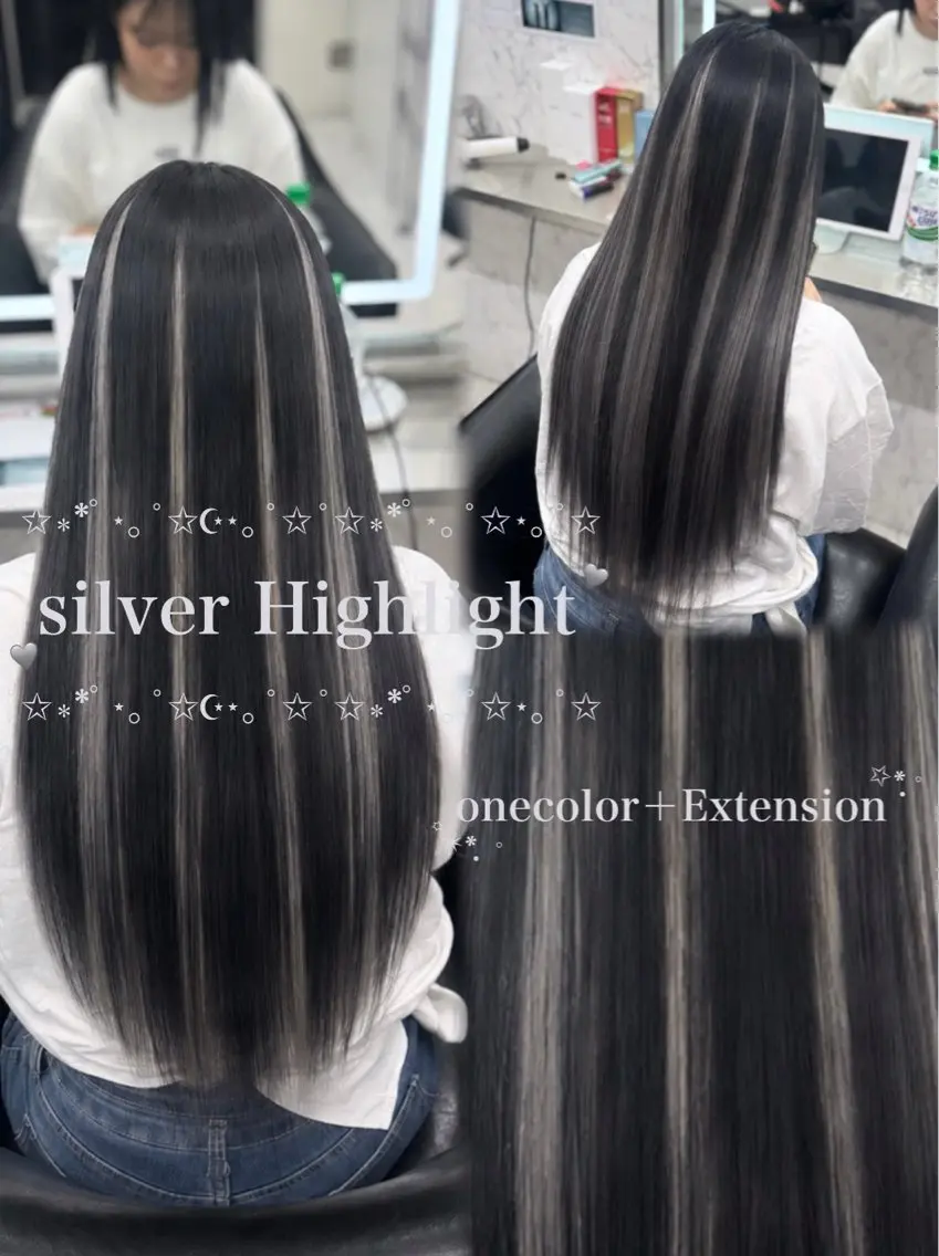 ロング カラー ハイライトカラー ハイトーンカラー エクステ ハイライト ヘアカラー エクステ JPCY MIRIYAのヘアスタイル