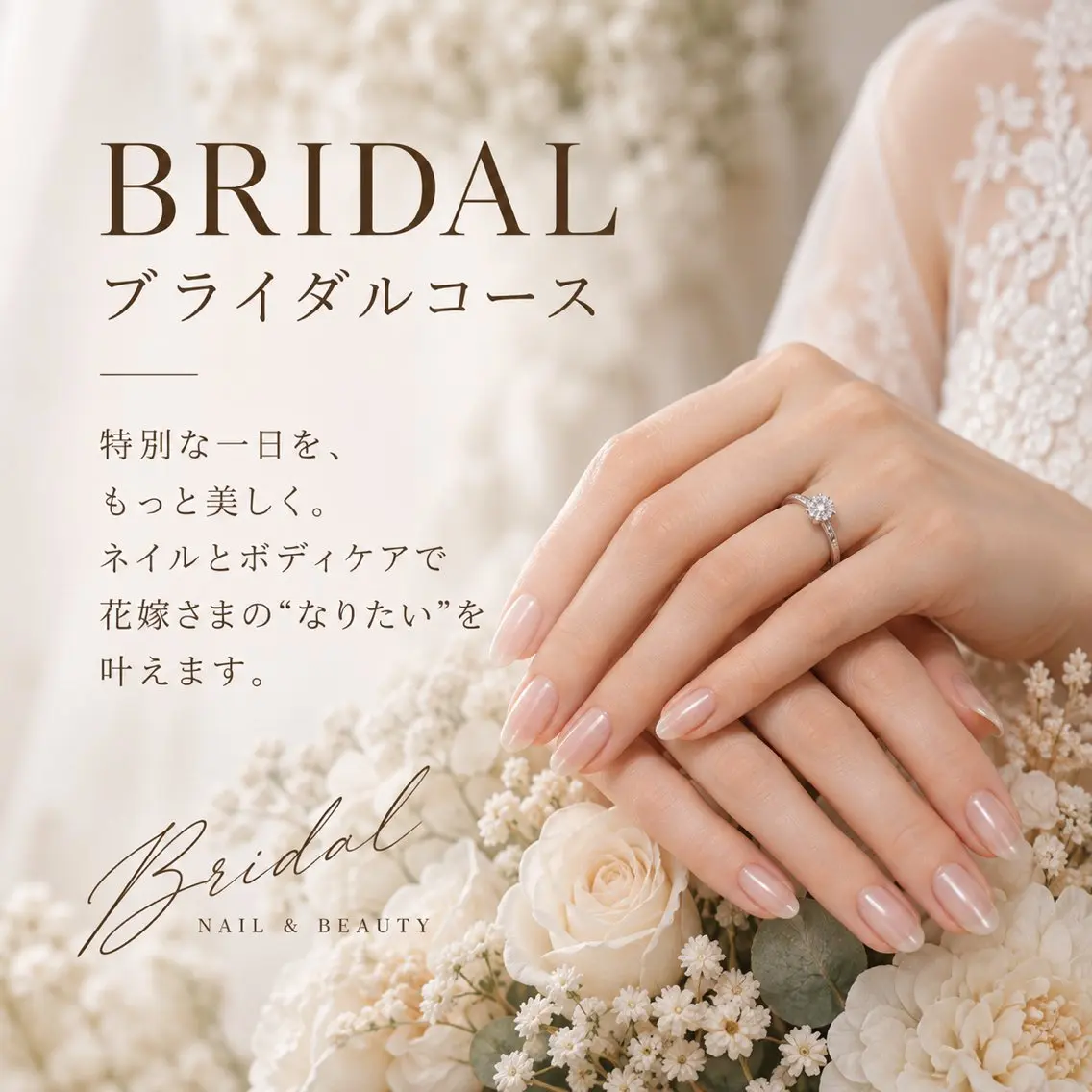 【花嫁さまへ】Bridal Beauty Course|ネイル+背中ケア ¥15,000〜の写真