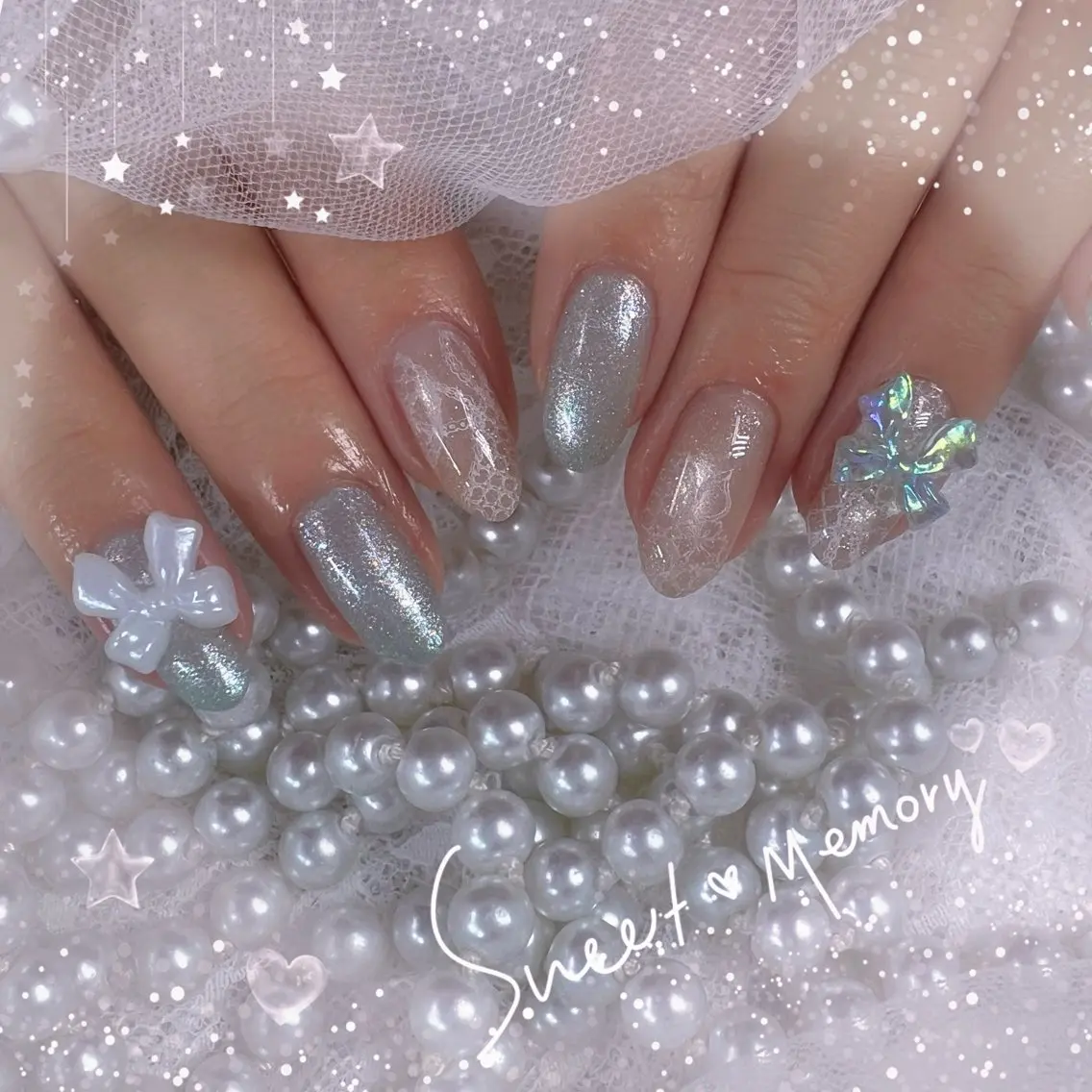 ネイル チークネイル フレンチネイル ガーリー ガラスフレンチ グラデーション ハンドネイル Chill Nailsalonのネイルデザイン