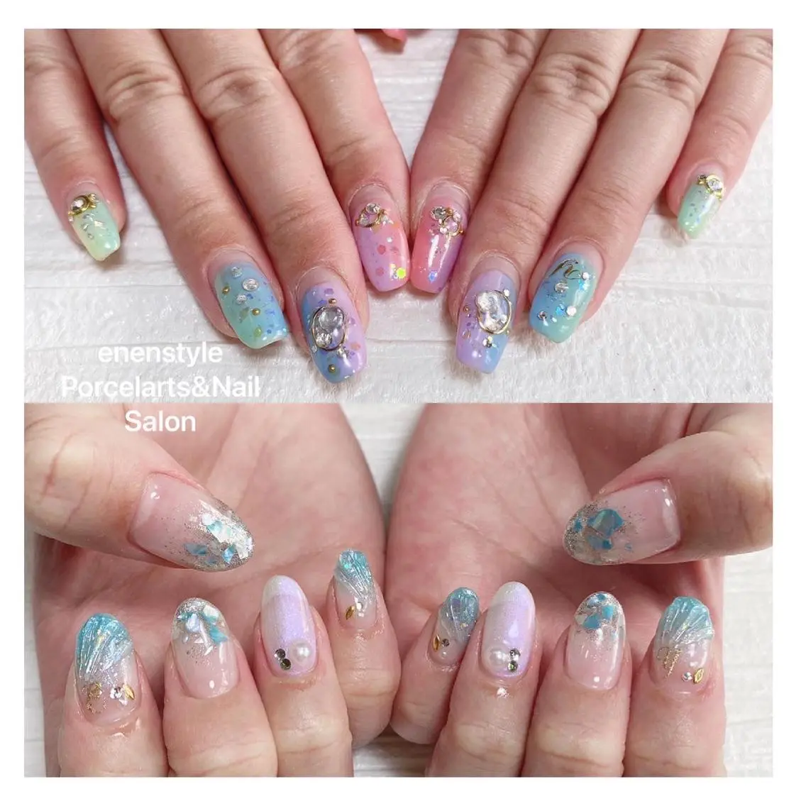 ミディアム ネイル ハンドネイル 🐾enen style 🐾のネイルデザイン