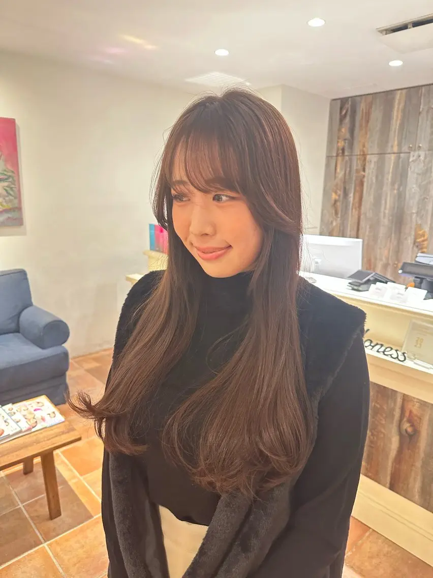 ロング カラー ヘアカラー 縮毛矯正 安丸 結夏のヘアスタイル