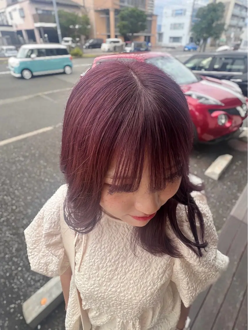 セミロング カラー 草薙メンズ縮毛矯正 💫緒方美柚のヘアスタイル