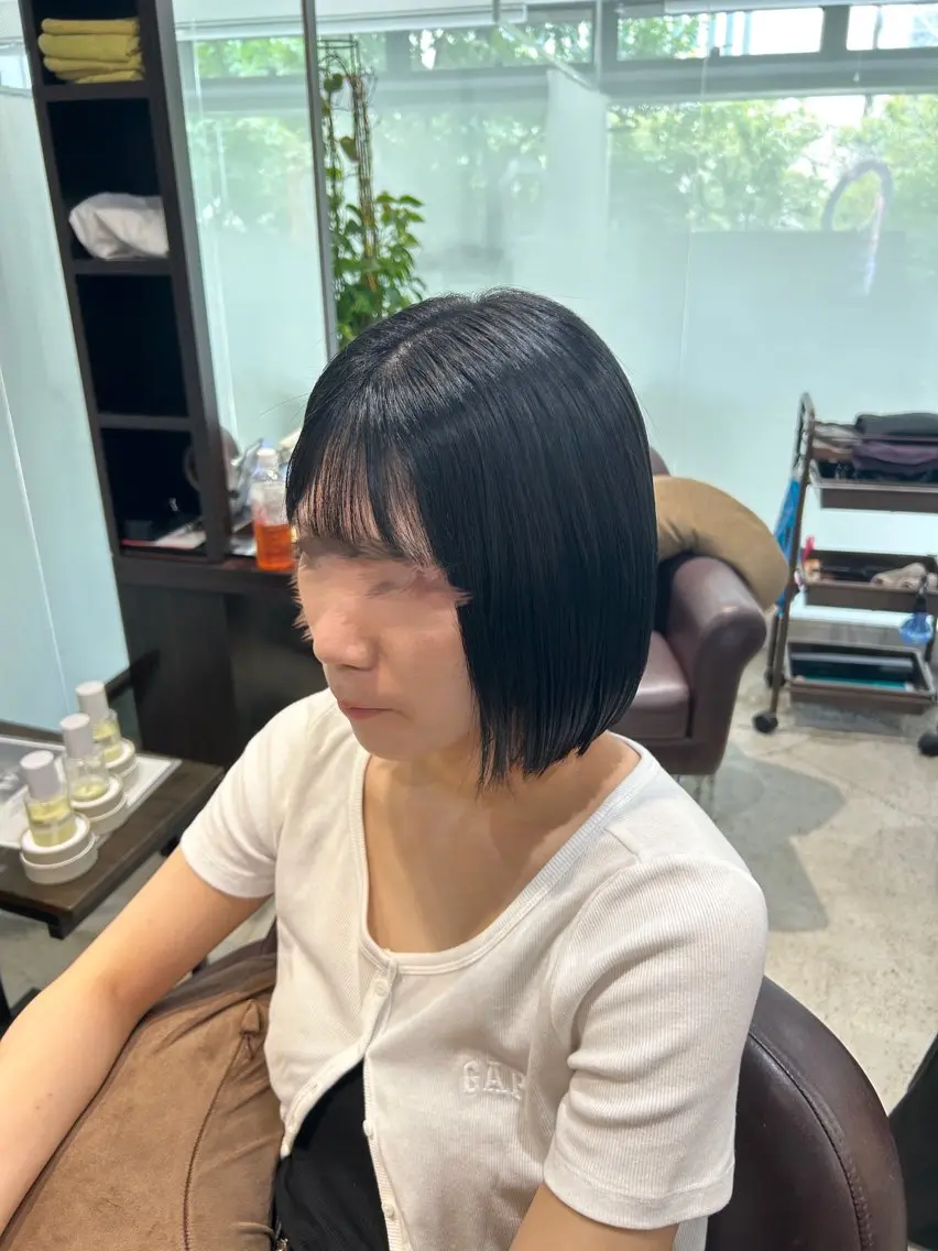 ショート カラー 黒髪 ブルーカラー ブルーブラック 坂本奈都美/Jr.s 🎀のヘアスタイル