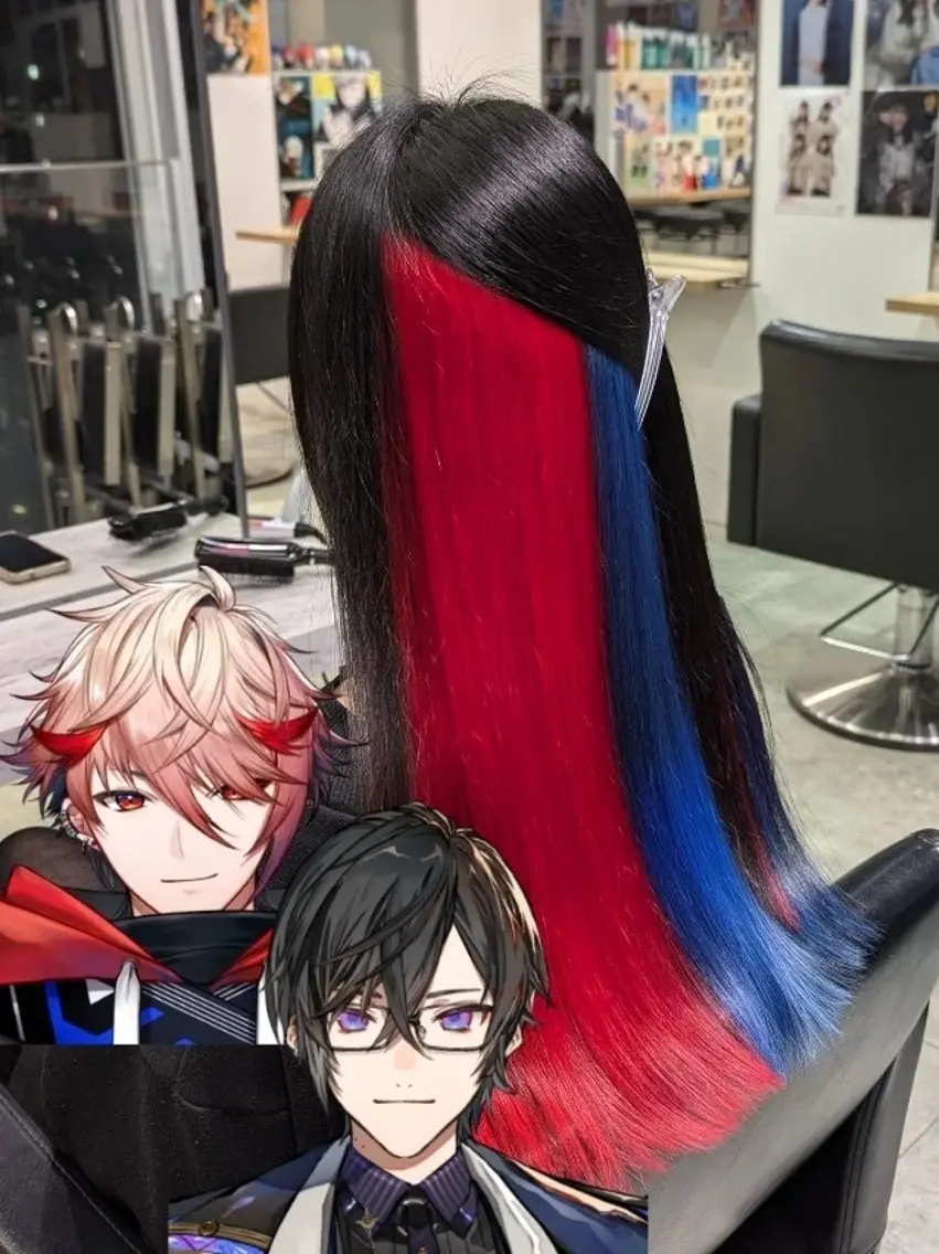 カラー ロング ブリーチ デザインカラー ダブルカラー インナーカラー 推しカラー🦉にじさ んじカラー🌈🕒✨のヘアスタイル