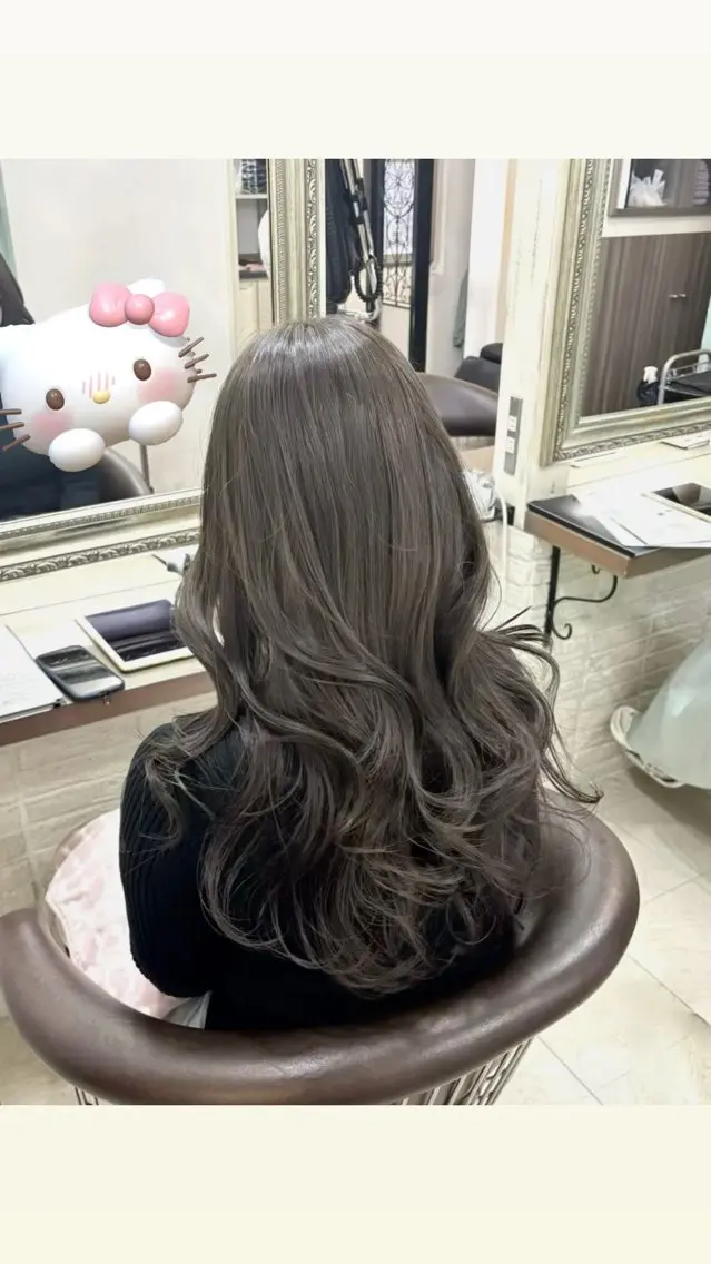 ロング カラー ベージュカラー ブリーチ ブリーチなしカラー オリーブベージュ オレンジ 韓国レイヤー/ダブル カラー/フウカ🤍のヘアスタイル