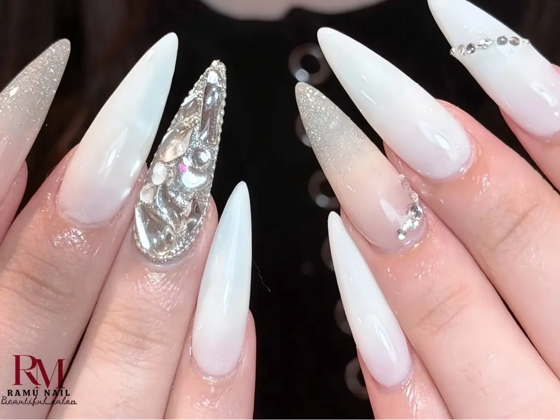 ネイル キラキラネイル マグネットネイル ミラーネイル ピンク 夏ネイル ハンドネイル RAMU Nail 恵比寿店のネイルデザイン
