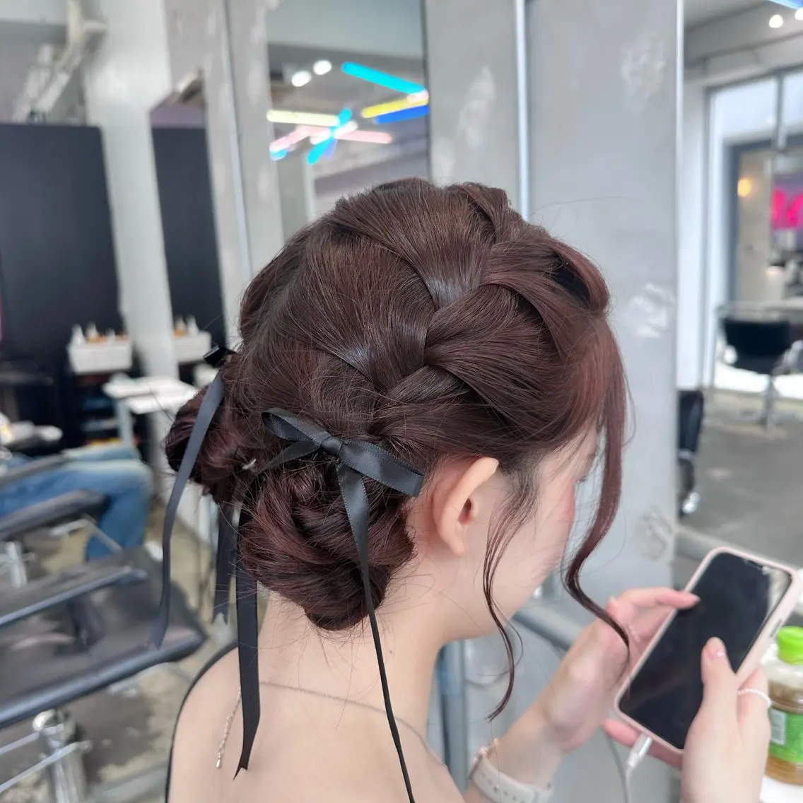 セミロング カラー ヘアアレンジ レッドカラー 卒業式のヘアスタイル 🎀モテ暖色× エクステ🎀あかりのヘアスタイル