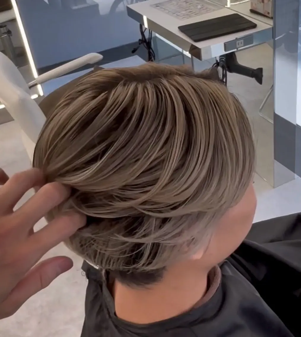 ショート カラー バレイヤージュ 外国人風カラー レイヤーカット 💎メンズ特化🔥 カット/パーマのヘアスタイル