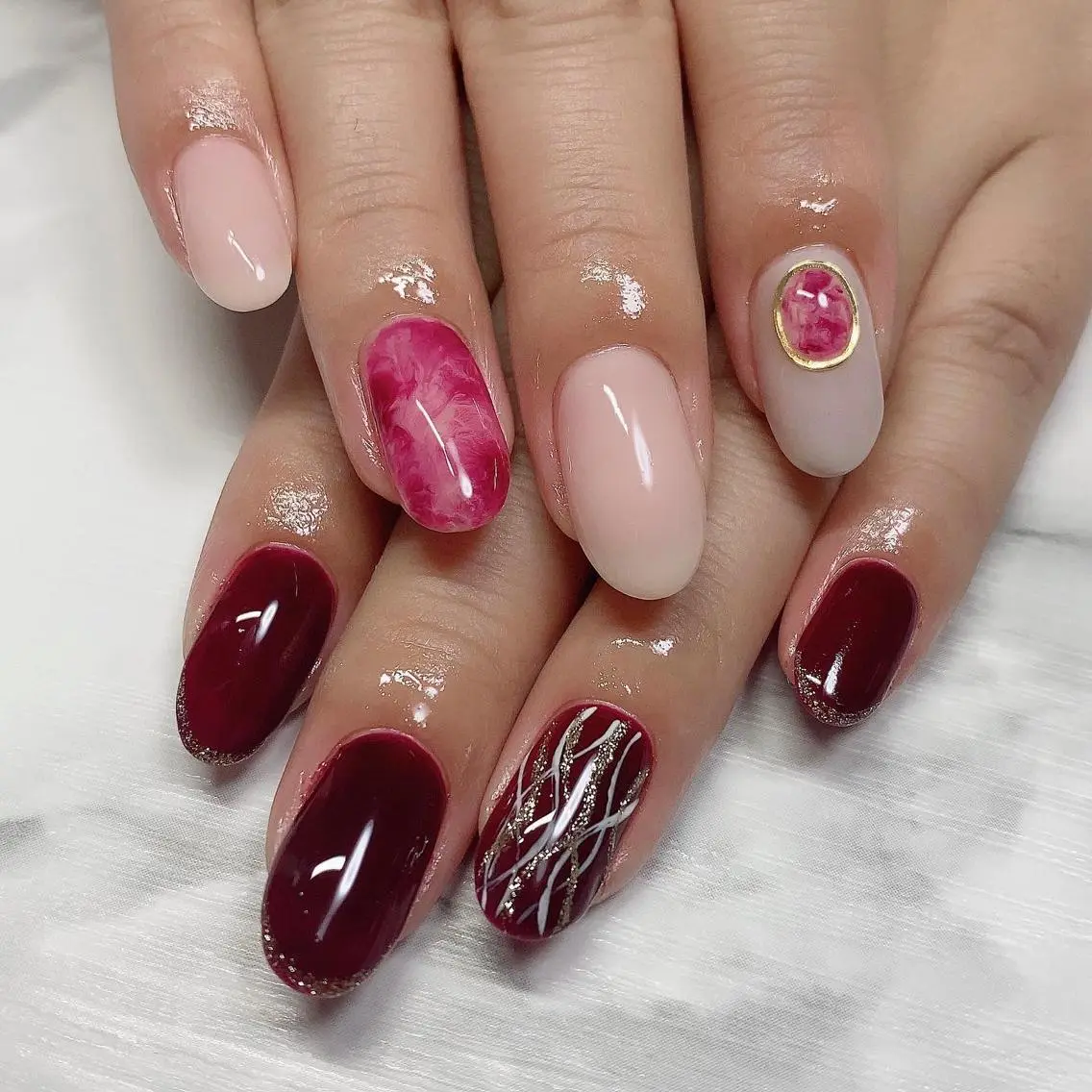 ネイル アートネイル ボルドー S Nailのネイルデザイン