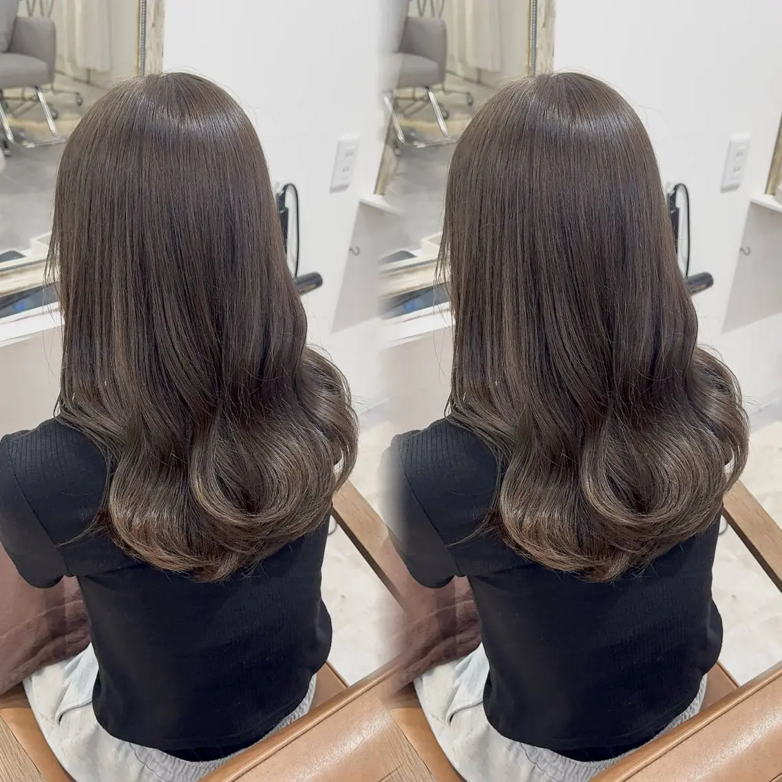 ロング カラー アッシュ アッシュブラウン ベージュカラー 黒髪 ブリーチ 赤み無し柔らかカラー 【梅田】madokaのヘアスタイル