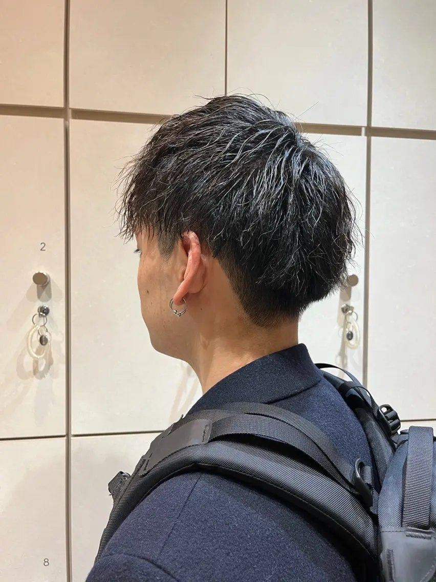 ショート パーマ メンズ マッシュ メンズパーマ 刈り上げ ショートヘア スパイラルパーマ ボブ/ショート/金田 夏葵のヘアスタイル
